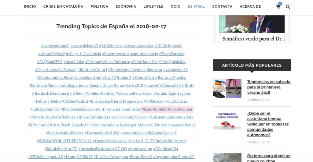 Trending Topic España 17-2-2018