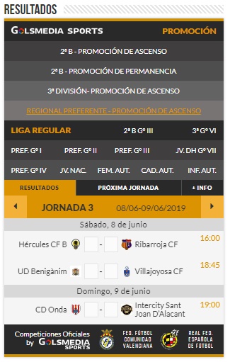 Horarios Preferente Play-off ascenso