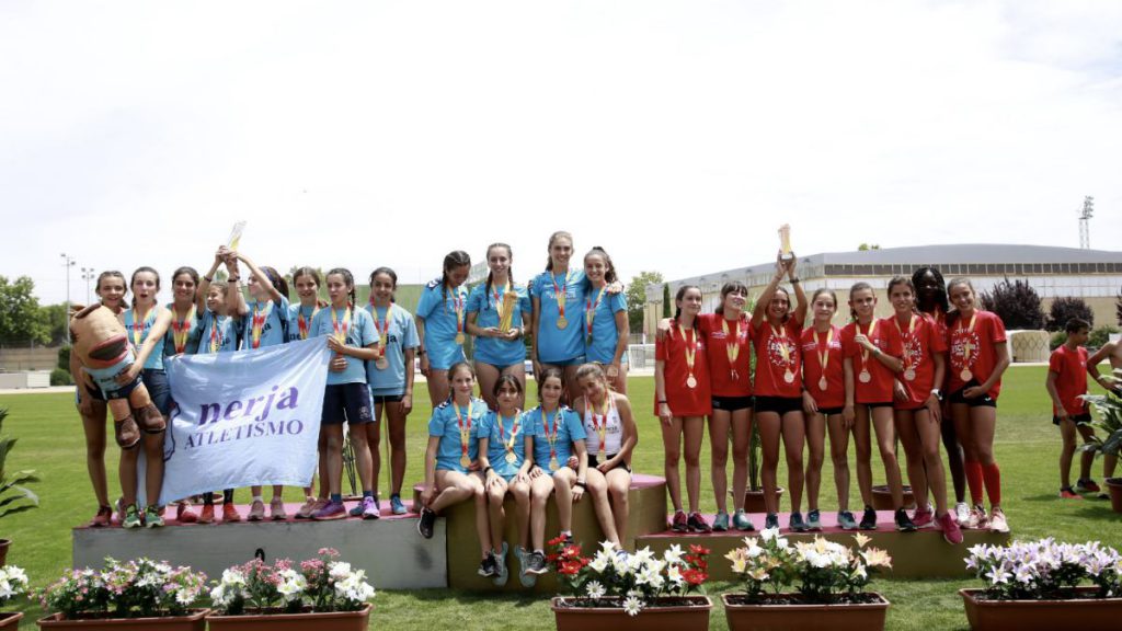 Podio femenino Nacional Atletismo Sub-14 2019