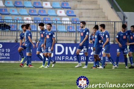 Celebración de gol del CS Puertollano esta temporada en Tercera. CS Puertollano