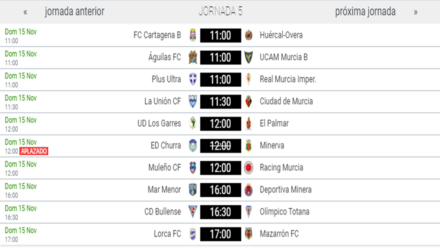 Jornada 5 Tercera G. XIII