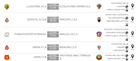 Horarios Jornada 3 Juvenil Nacional 8B