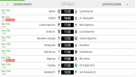 Partidos jornada 8 2ªB G. IV-B