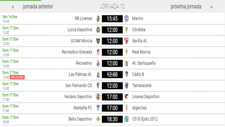 Partidos 2ªB G. IV Jornada 10