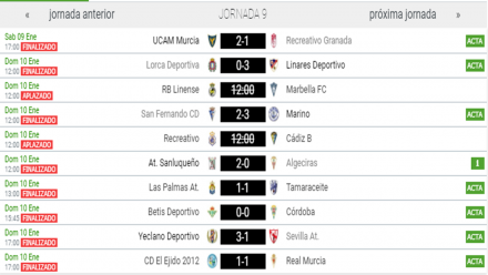 Resultados jornada 9 2ªB G. IV-B