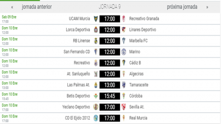 Partidos jornada 9 2B G. IV-B