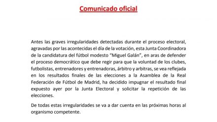 Comunicado Miguel Galán