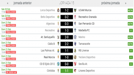 Partidos J15 2ªB G. IV-B