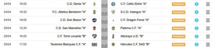 Horarios jornada 3 juvenil nacional grupo 8D