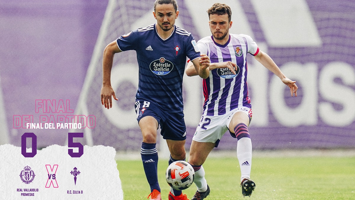 Manita del Celta B en campo del Valladolid B