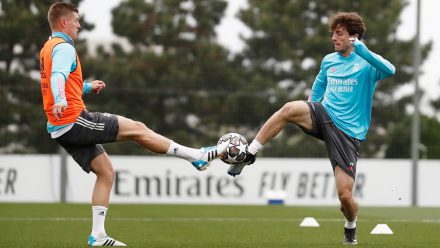 Toni Kroos y Álvaro Odriozola entrenamiento