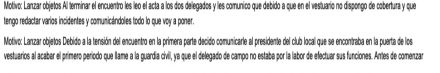 Acta arbitral que recibió el Senyara CF, tras el encuentro ante el Safor CF.