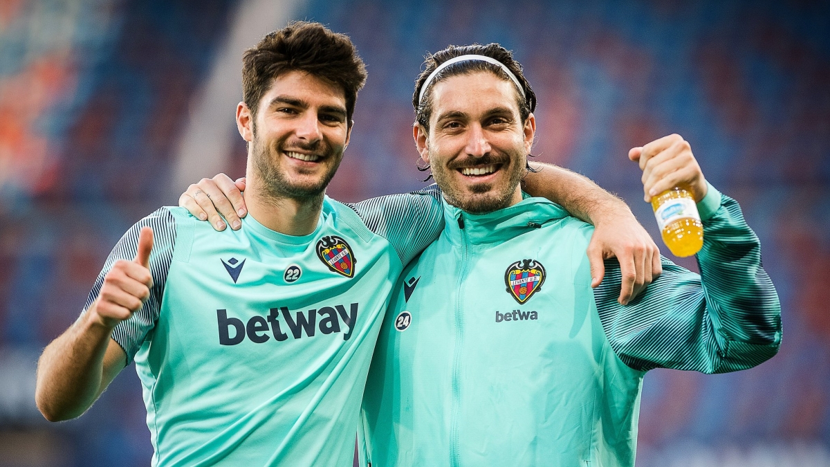 Campaña y Melero sonriendo durante los entrenamientos