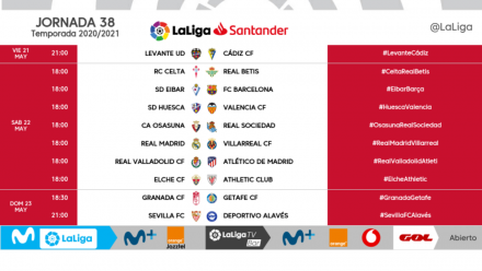 Los nuevos horarios de la jornada 38de LaLiga