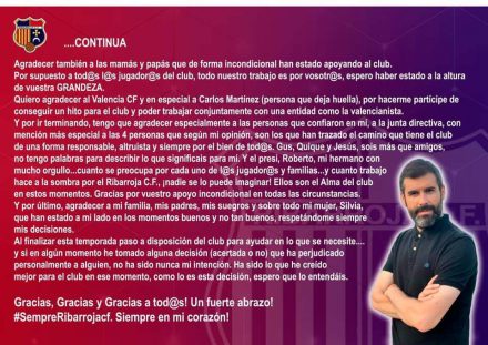 Comunicado Ribarroja CF