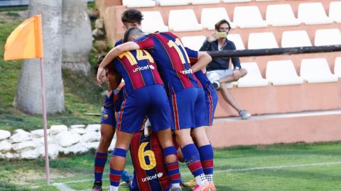 Celebración gol Barcelona Juvenil semifinales Copa Campeones