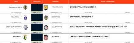 Horarios jornada 10 grupo 6-E Tercera