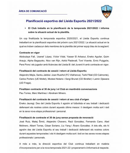 comunicado lleida esportiu