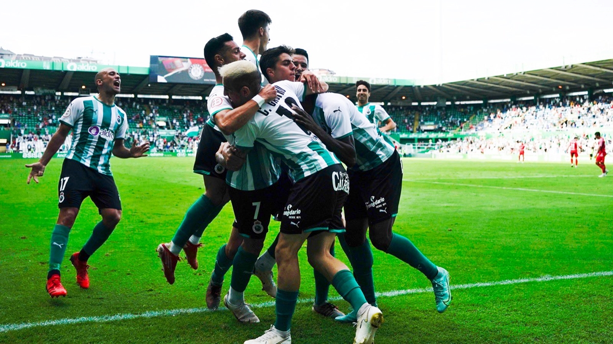 Jugadores Racing de Santander celebración