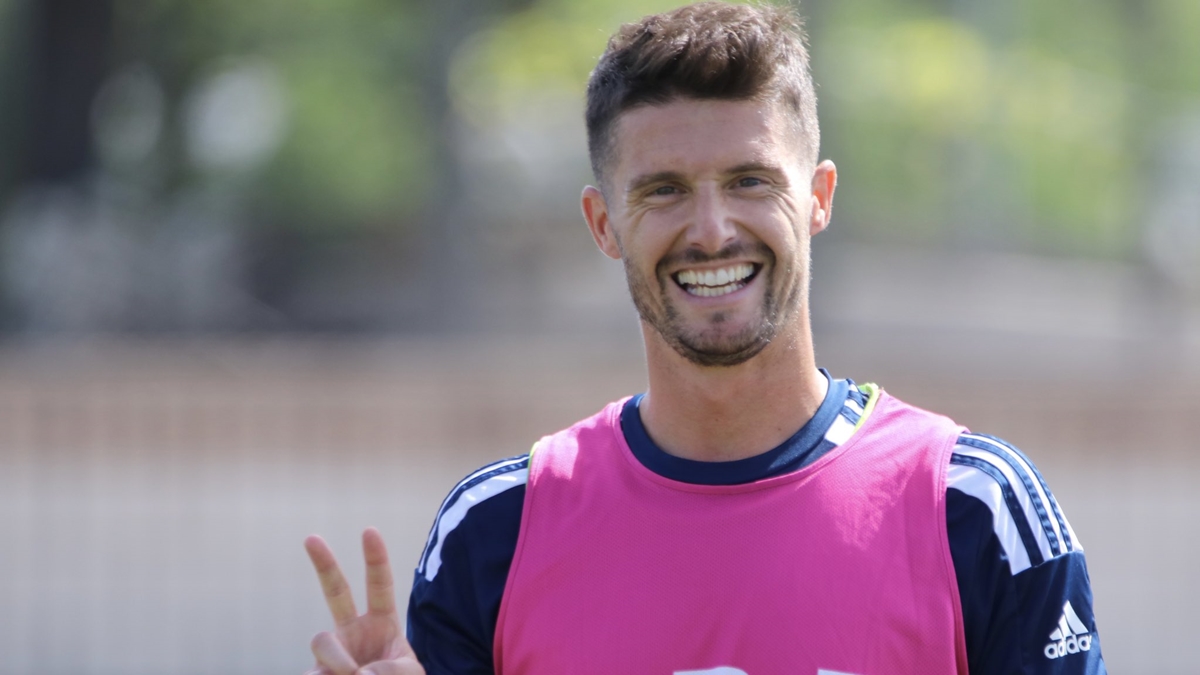 Carlos Indiano sonríe en un entrenamiento