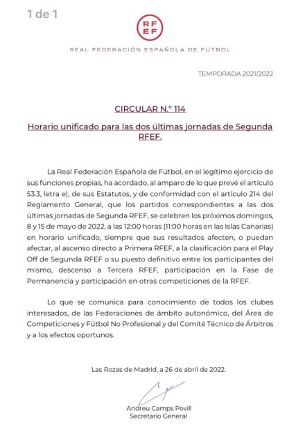 Circular Segunda RFEF