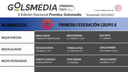 nominados primera federación Premios Golsmedia 2022