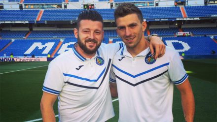 Jona López con Vicente Guaita en el Getafe.