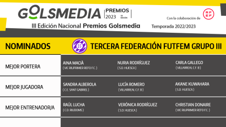 Nominadas Premios Golsmedia 2023 Tercera Federación FutFem grupo 3