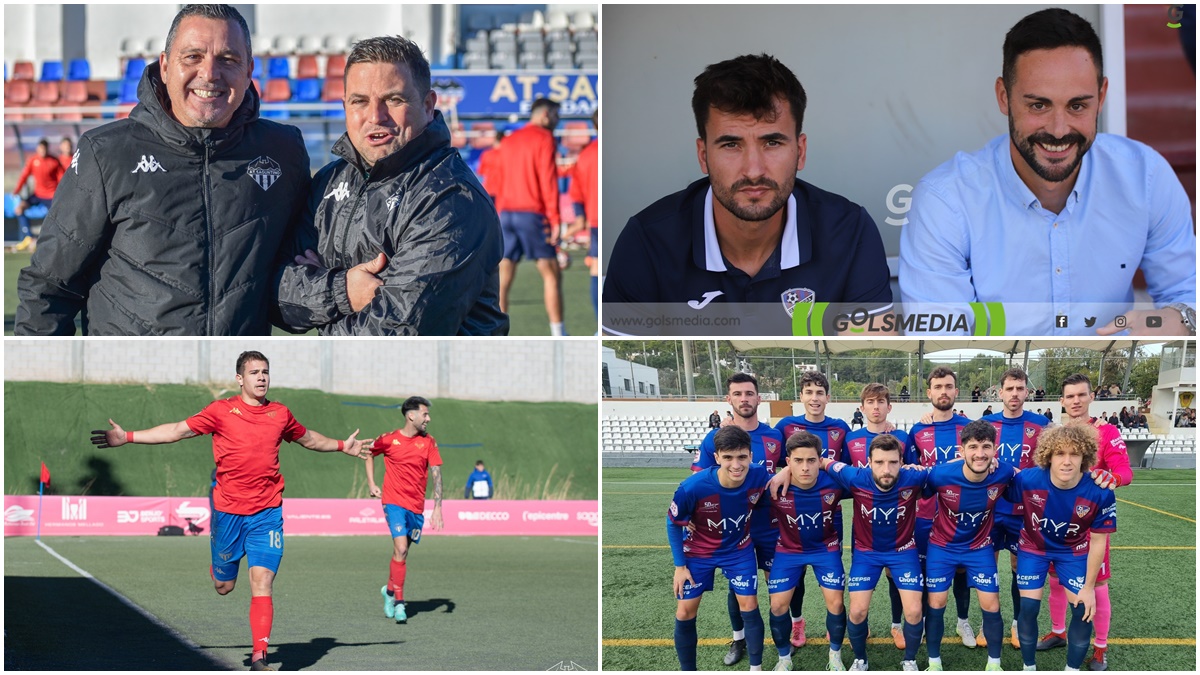 Entrenadores y jugadores del Saguntino y Alzira