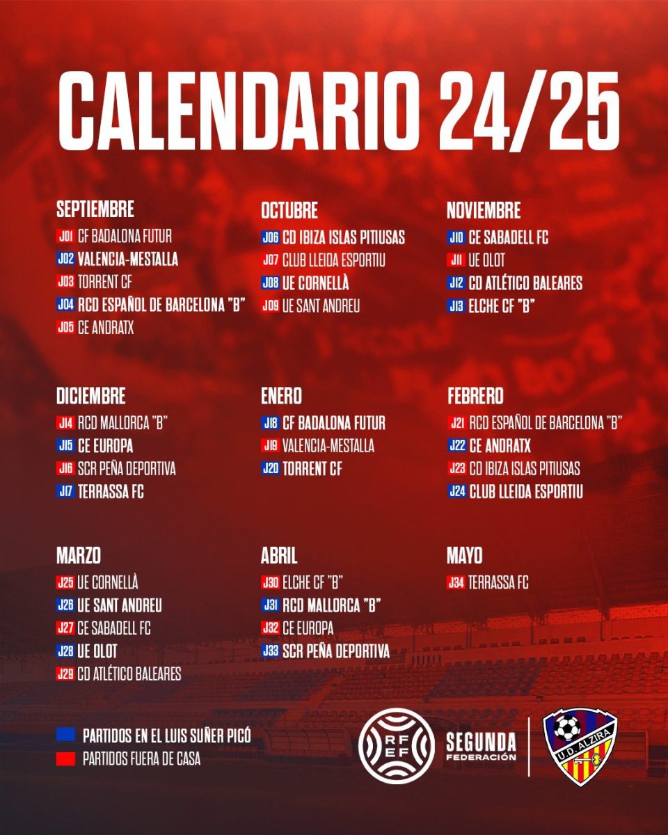 Calendario de la temporada de la UD Alzira. Foto: UD Alzira.