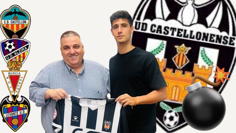 Germán Lidón, nuevo fichaje con el Presidente Miguel Ángel Pla. Foto. UD Castellonense.