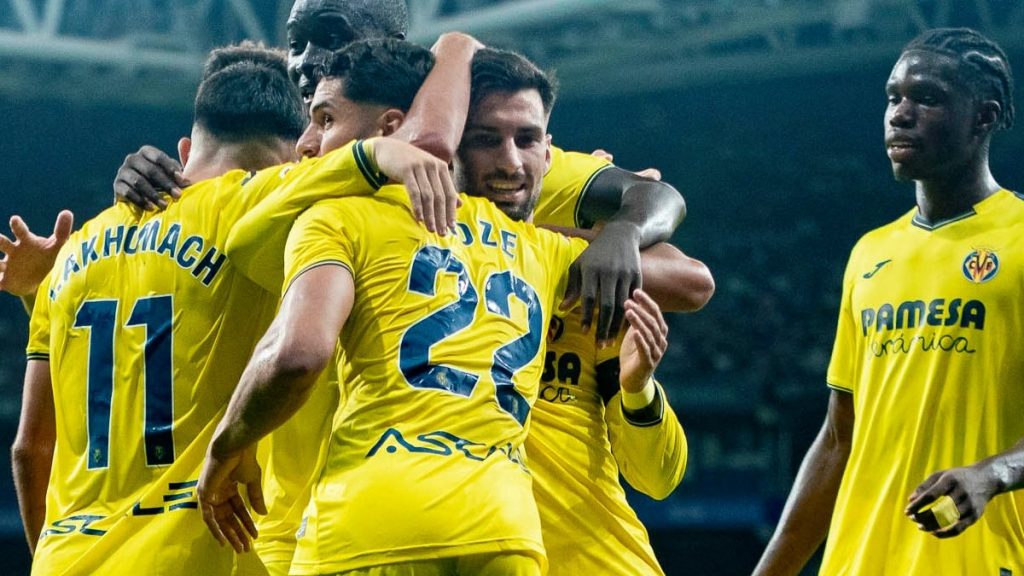 Celebración de un gol del Villarreal en el campo del Espanyol. Foto: Villarreal CF.