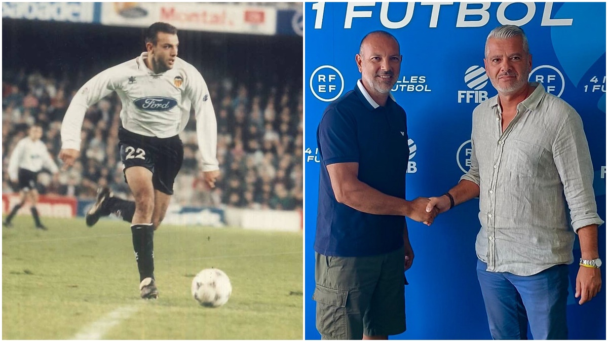 Pepe Gálvez con Jordi Horrach, Presidente de la Fed. Fútbol de Illes Balears. Fotos: Valencia CF y FFIB.