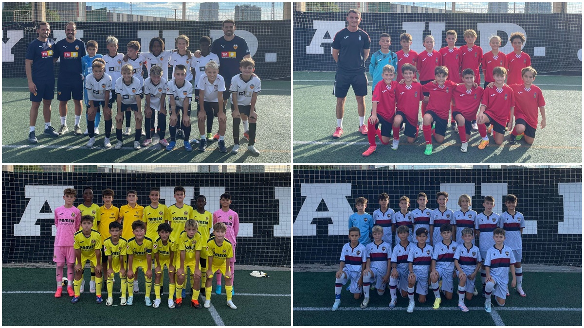 Equipos del Valencia CF, Alboraya UD, Villarreal CF y Levante UD. Fotos. Alboraya UD. 