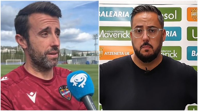 Euge Ribera y Sergio Campos, entrenadores de Atlético Levante y Atzeneta. Fotos: clubes.