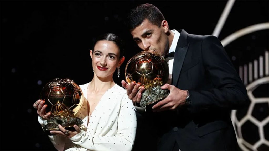 Aitana Bonmatí y Rodri, ganadores del Balón de Oro 2024. Foto: RFEF.