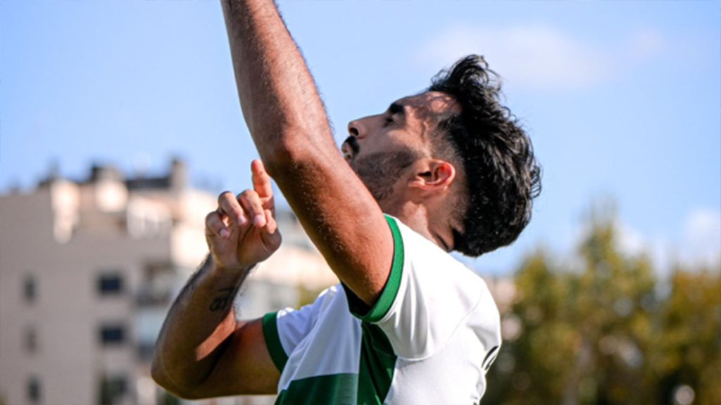 Iomar celebrando su gol ante el Andratx. Foto: Elche CF.