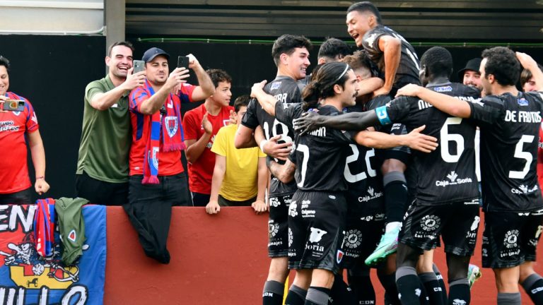 Celebración de un gol del CD Numancia. Foto: CD Numancia.