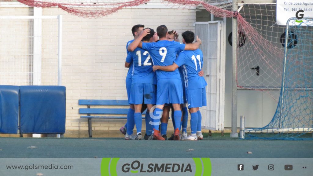 Celebración de un gol del Recambios Colón.