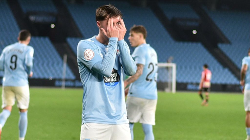 Óscar Marcos celebrando su gol. Foto: RC Celta.