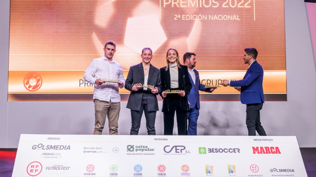 Galardonados/as en la categoría Tercera Federación FutFem en los Premios Golsmedia 2022.