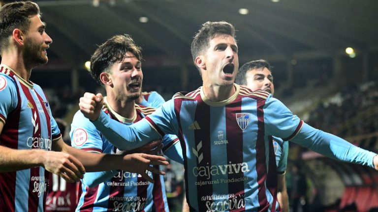 Celebración de un gol de la Gimnástica Segoviana. Foto: Gimn. Segoviana.