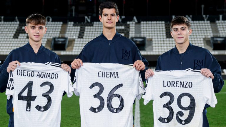 Diego Aguado, Chema y Lorenzo, debutantes en el Real Madrid CF. Foto: club.