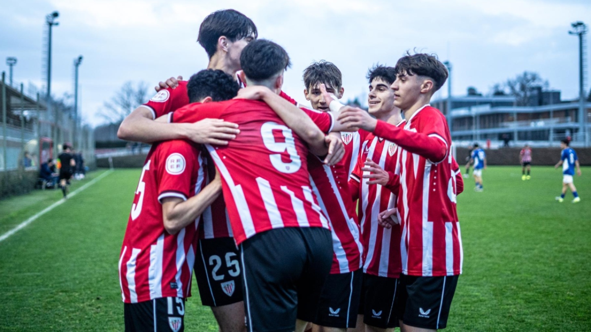 Celebración de un gol del Athletic Club Juvenil. Foto: Athletic Club. 