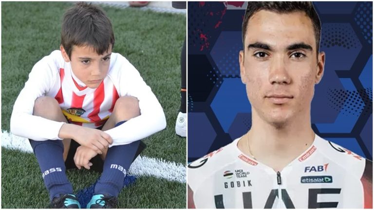 Juan Ayuso, ciclista profesional de pequeño con la camiseta del CD Jávea.