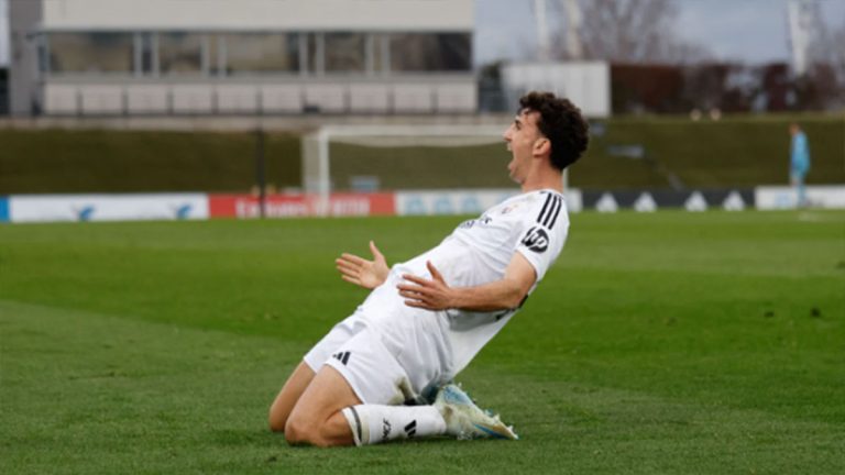 Jacobo celebrando un gol con el Real Madrid Castilla. Foto: Real Madrid CF.