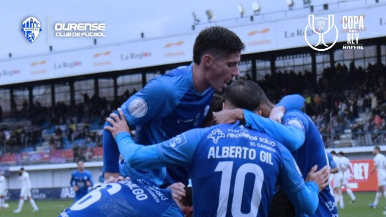 Celebración de uno de los goles del Ourense CF. Foto: Ourense CF.