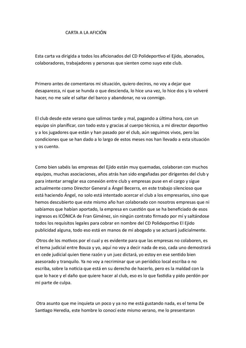 Comunicado del Pvo El Ejido.