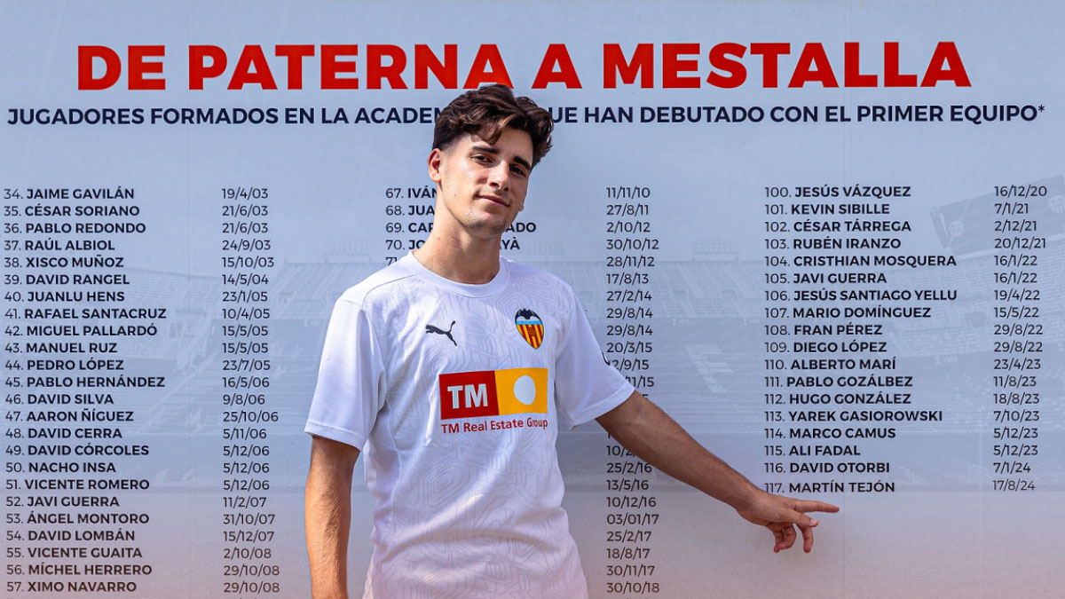 Martín Tejón, promesa del Valencia CF que ya ha debutado en el primer equipo. Foto: Valencia CF. 