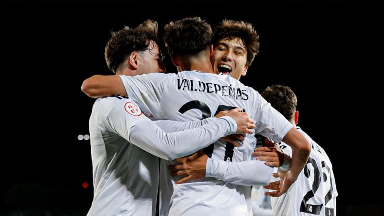 Celebración de un gol del Real Madrid Castilla. Foto: Real Madrid.